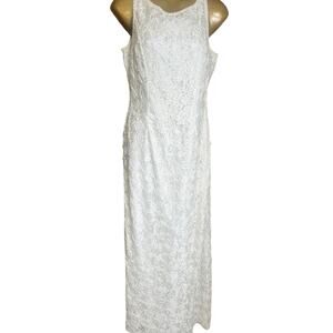 Vintage Scala Wedding/Evening Gown Cream Lace, Pearls, and Soutache Size Medium